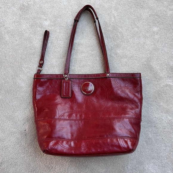 Coach Handbags - Coach Red Patent Leather Tote Bag